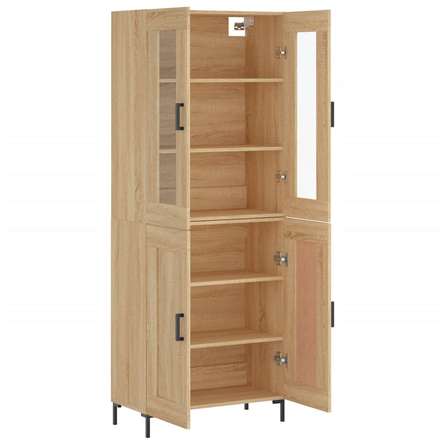 Hoge Kast 69,5X34X180 Cm Bewerkt Hout Kleurig Sonoma eiken