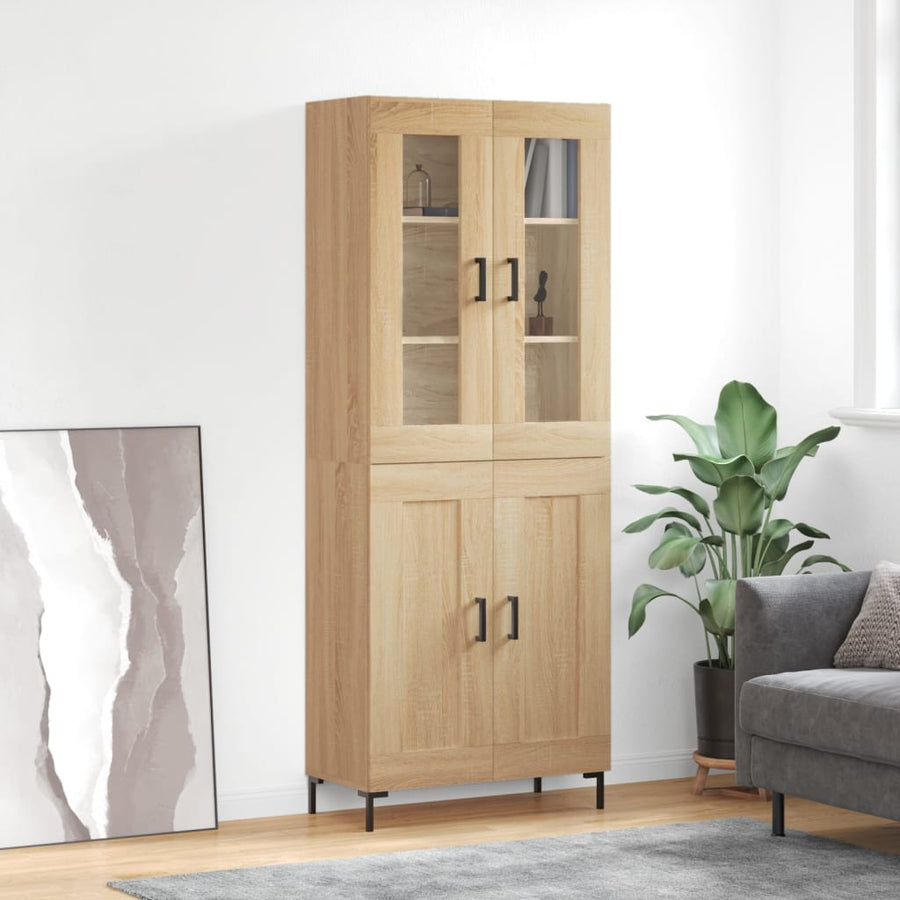 Hoge Kast 69,5X34X180 Cm Bewerkt Hout Kleurig Sonoma eiken