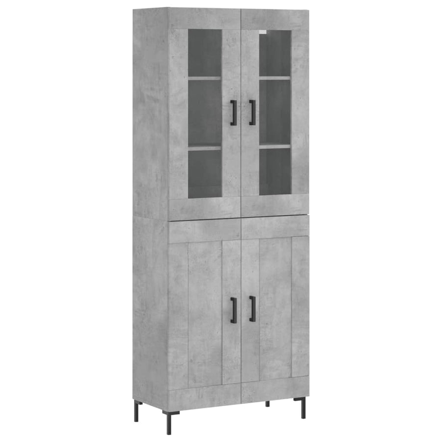 Hoge Kast 69,5X34X180 Cm Bewerkt Hout Betongrijs