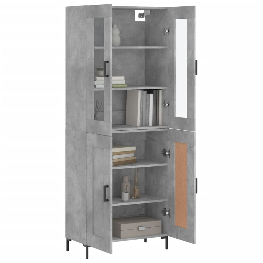 Hoge Kast 69,5X34X180 Cm Bewerkt Hout Betongrijs