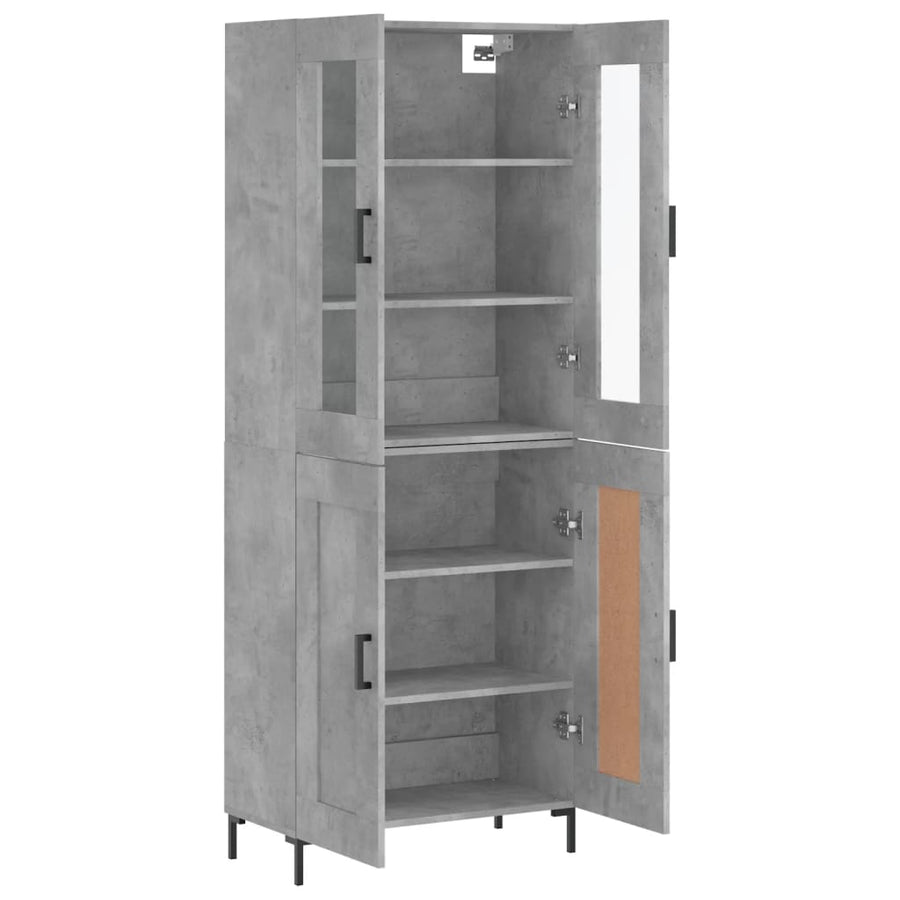 Hoge Kast 69,5X34X180 Cm Bewerkt Hout Betongrijs
