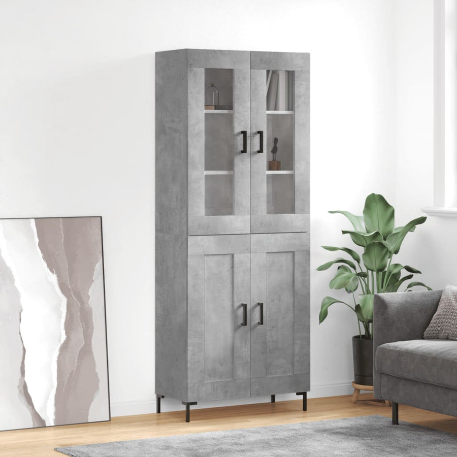 Hoge Kast 69,5X34X180 Cm Bewerkt Hout Betongrijs