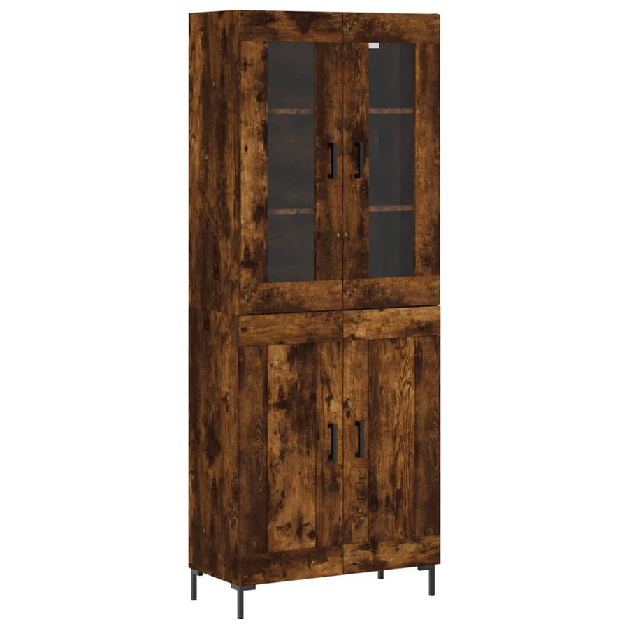 Hoge Kast 69,5X34X180 Cm Bewerkt Hout Kleurig Gerookt eiken