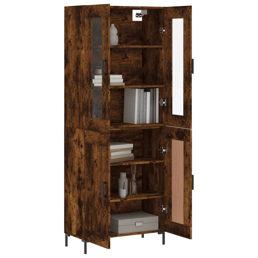 Hoge Kast 69,5X34X180 Cm Bewerkt Hout Kleurig Gerookt eiken