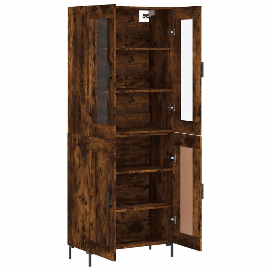 Hoge Kast 69,5X34X180 Cm Bewerkt Hout Kleurig Gerookt eiken