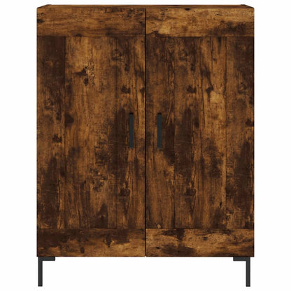 Hoge Kast 69,5X34X180 Cm Bewerkt Hout Kleurig Gerookt eiken