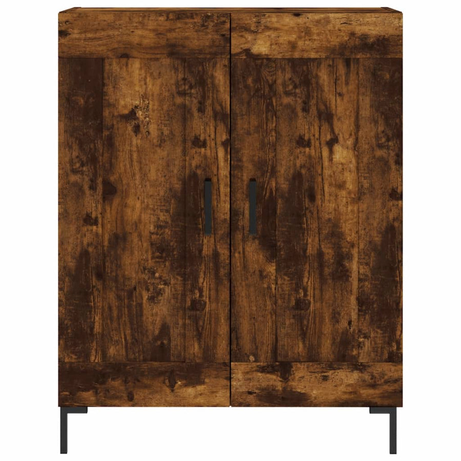 Hoge Kast 69,5X34X180 Cm Bewerkt Hout Kleurig Gerookt eiken