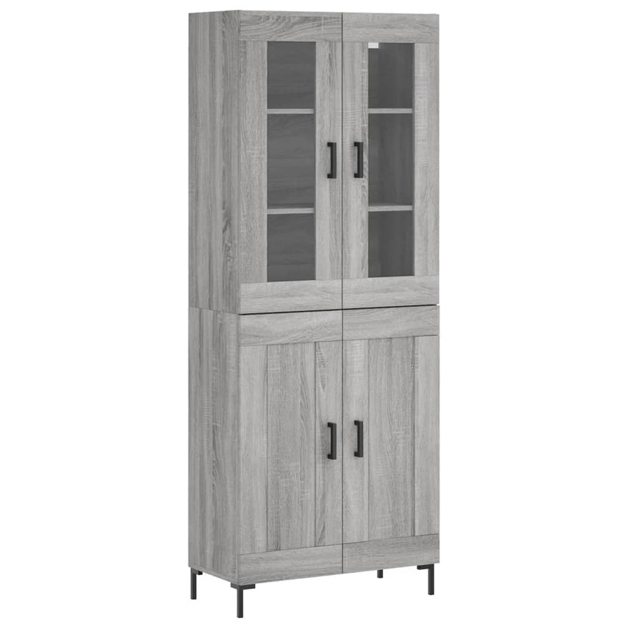 Hoge kast 69,5x34x180 cm bewerkt hout grijs sonoma eikenkleurig