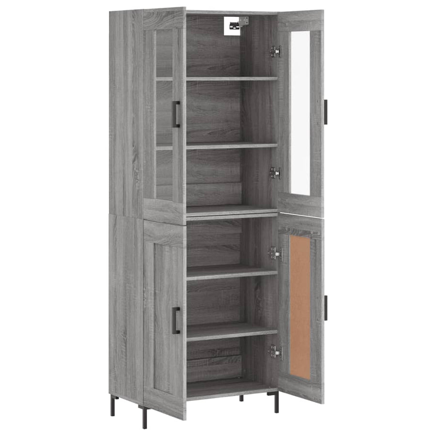 Hoge kast 69,5x34x180 cm bewerkt hout grijs sonoma eikenkleurig