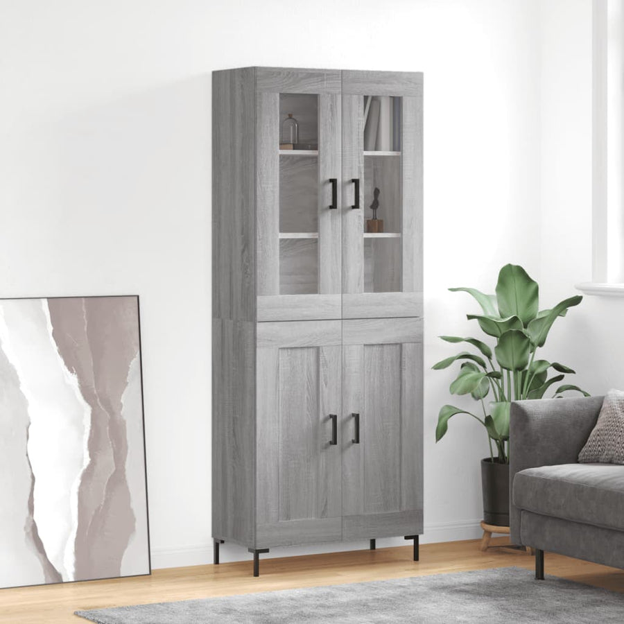 Hoge kast 69,5x34x180 cm bewerkt hout grijs sonoma eikenkleurig