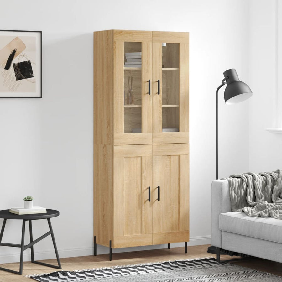 Hoge Kast 69,5X34X180 Cm Bewerkt Hout Kleurig Sonoma eiken