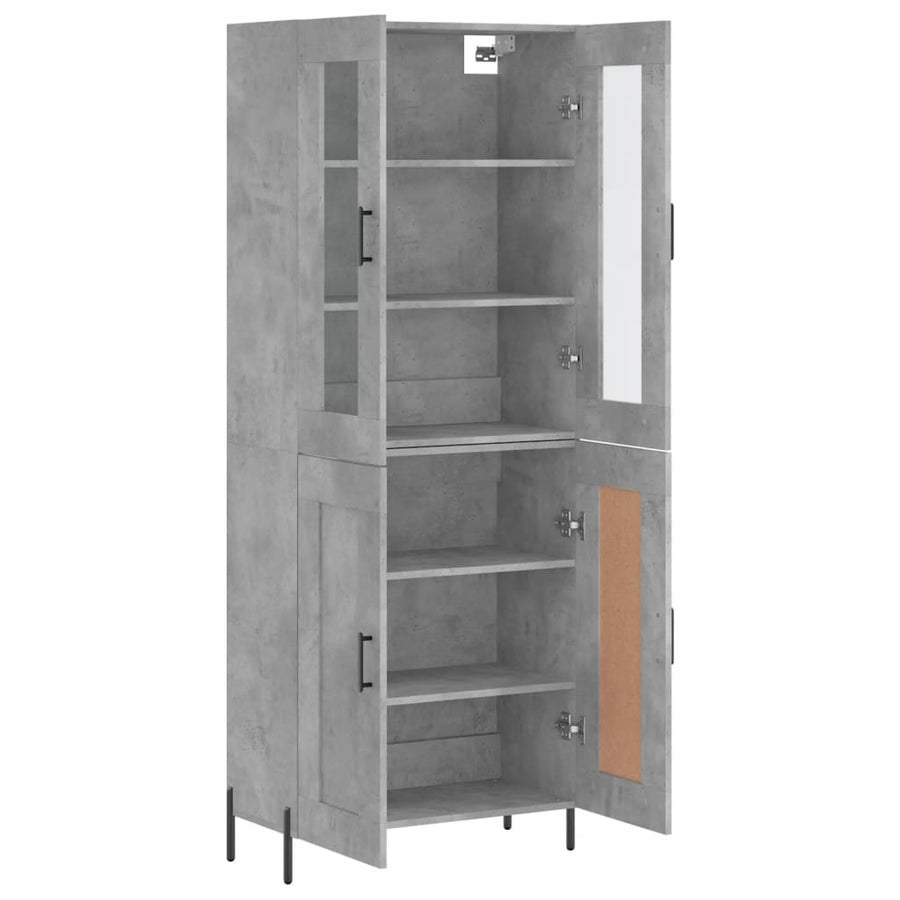 Hoge Kast 69,5X34X180 Cm Bewerkt Hout Betongrijs