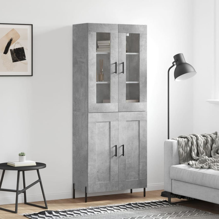 Hoge Kast 69,5X34X180 Cm Bewerkt Hout Betongrijs