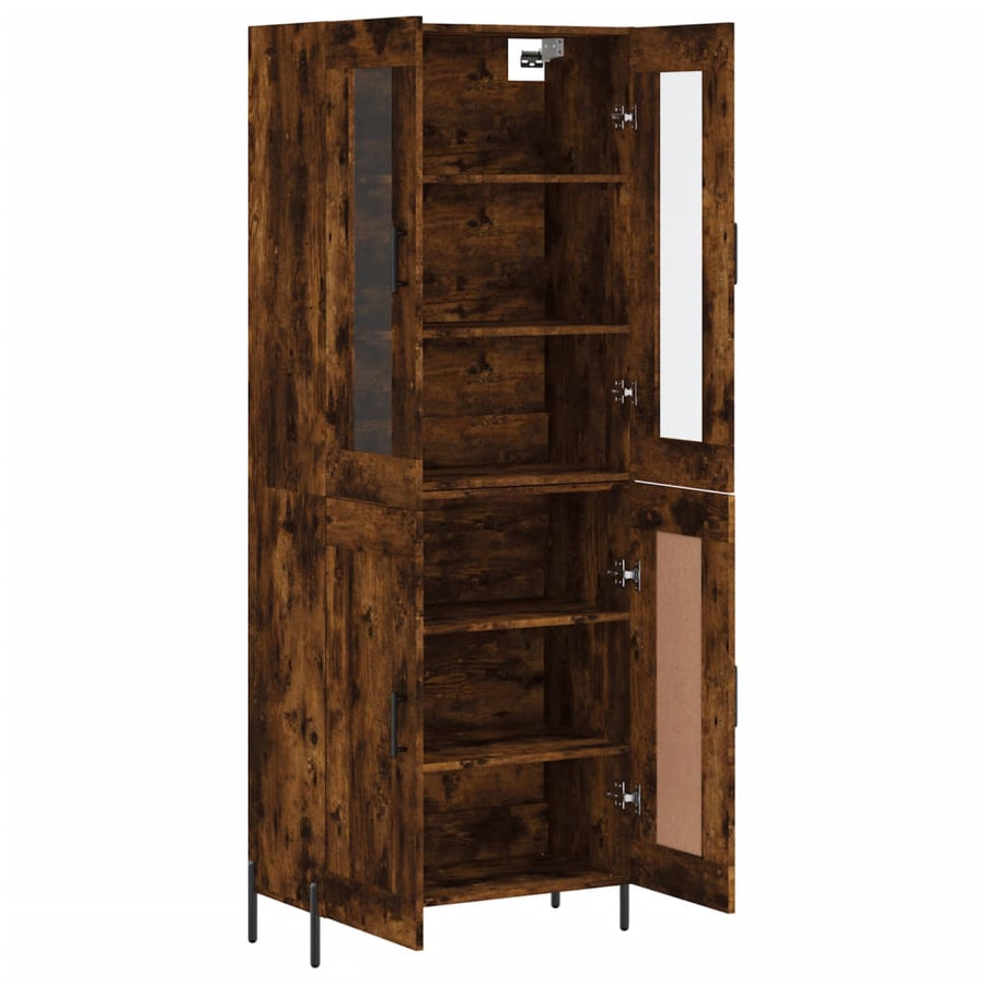 Hoge Kast 69,5X34X180 Cm Bewerkt Hout Kleurig Gerookt eiken