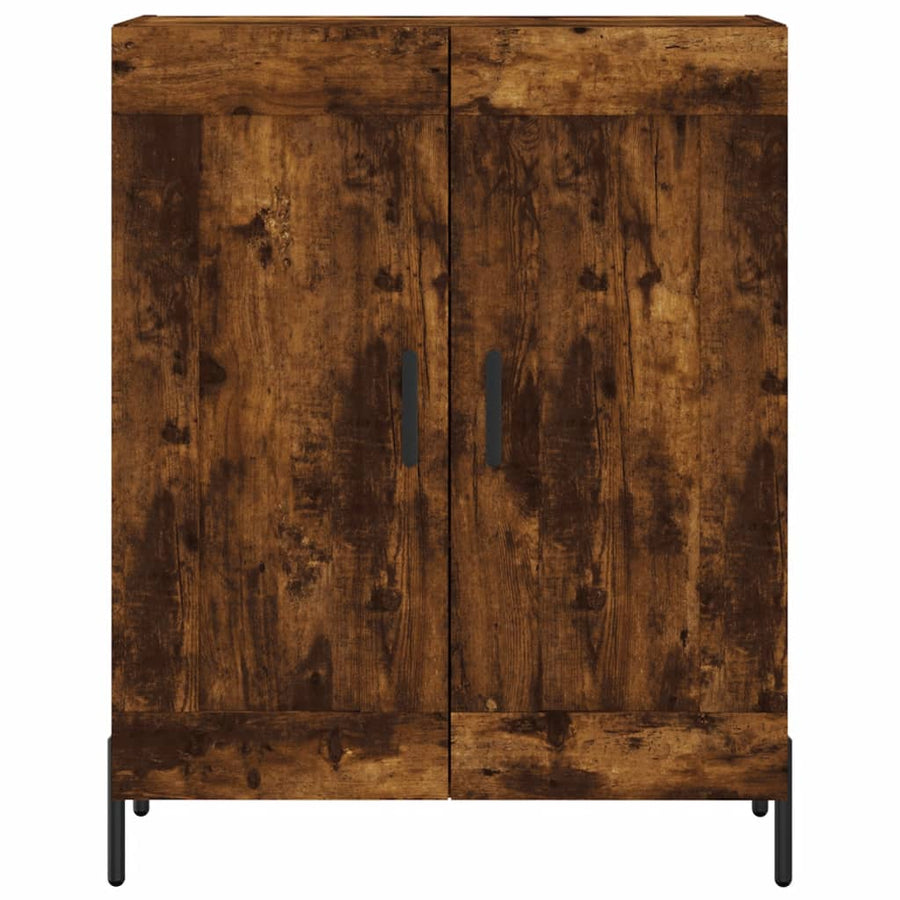 Hoge Kast 69,5X34X180 Cm Bewerkt Hout Kleurig Gerookt eiken