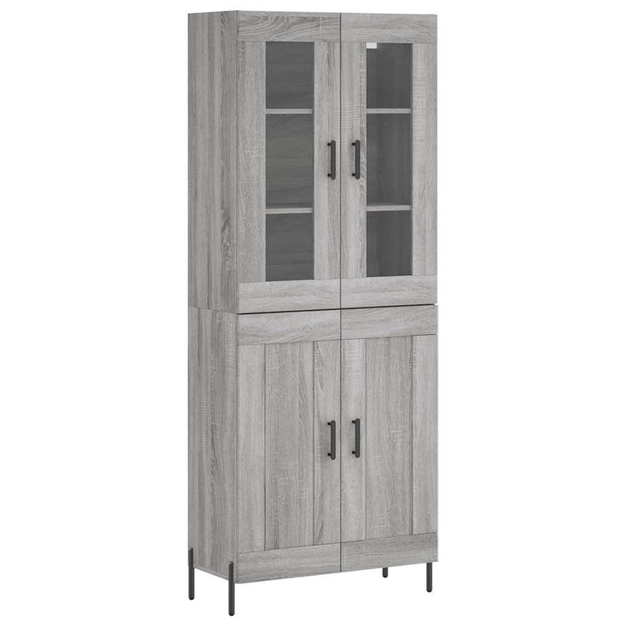 Hoge Kast 69,5X34X180 Cm Bewerkt Hout Eikenkleurig Grijs sonoma