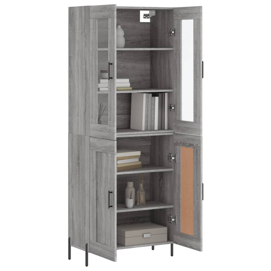 Hoge Kast 69,5X34X180 Cm Bewerkt Hout Eikenkleurig Grijs sonoma