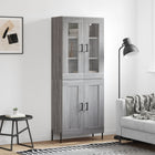 Hoge kast 69,5x34x180 cm bewerkt hout grijs