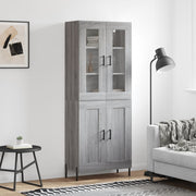 Hoge kast 69,5x34x180 cm bewerkt hout grijs