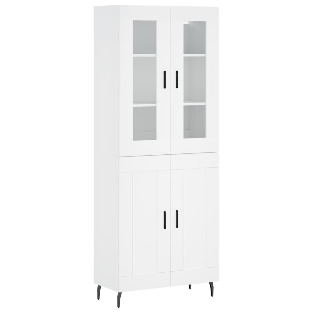 Hoge kast 69,5x34x180 cm bewerkt hout wit