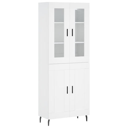 Hoge kast 69,5x34x180 cm bewerkt hout wit