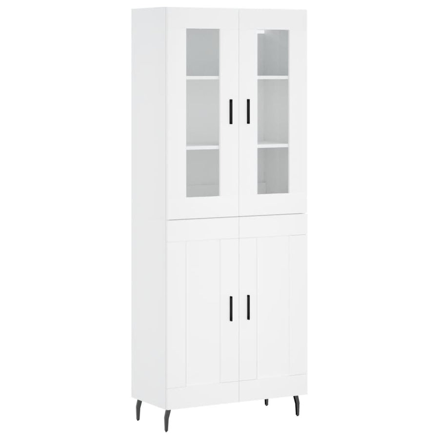 Hoge kast 69,5x34x180 cm bewerkt hout wit