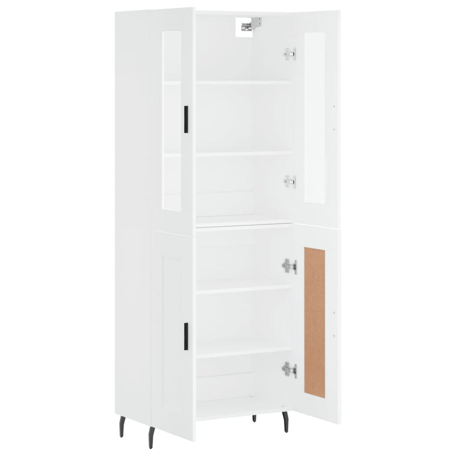 Hoge kast 69,5x34x180 cm bewerkt hout wit