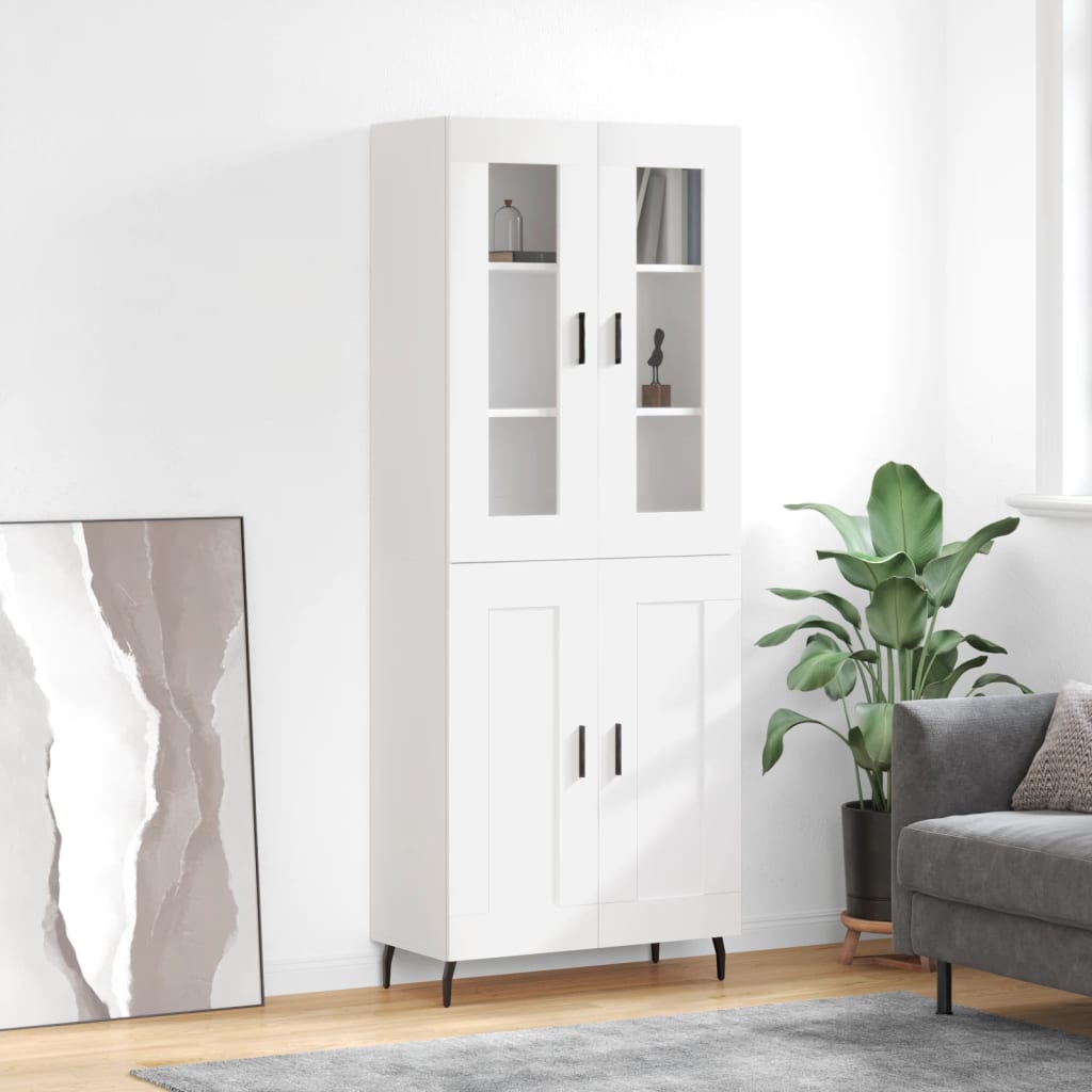 Hoge kast 69,5x34x180 cm bewerkt hout wit