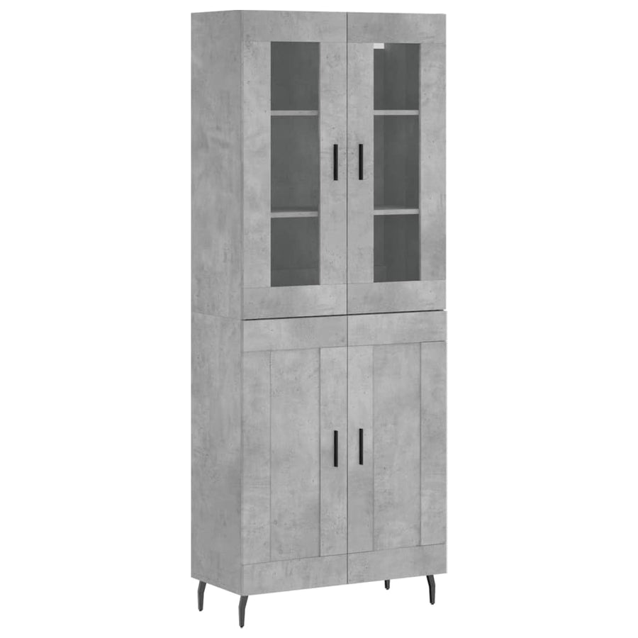 Hoge Kast 69,5X34X180 Cm Bewerkt Hout Betongrijs