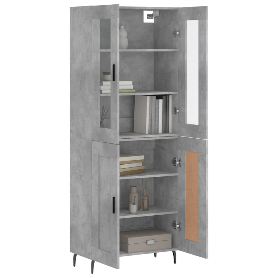 Hoge Kast 69,5X34X180 Cm Bewerkt Hout Betongrijs