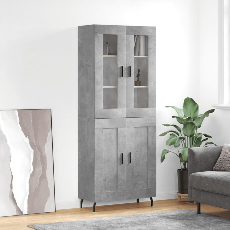 Hoge Kast 69,5X34X180 Cm Bewerkt Hout Betongrijs