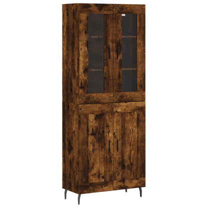Hoge kast 69,5x34x180 cm bewerkt hout gerookt eikenkleurig