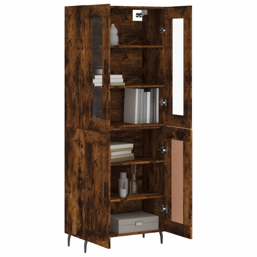 Hoge kast 69,5x34x180 cm bewerkt hout gerookt eikenkleurig