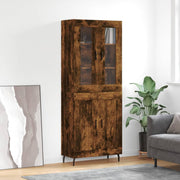 Hoge kast 180 cm bewerkt hout gerookt eiken