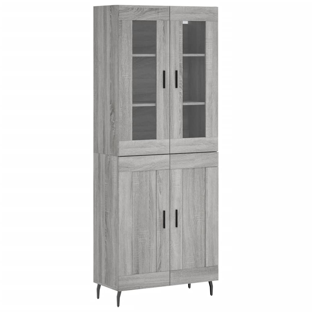 Hoge kast 69,5x34x180 cm bewerkt hout grijs sonoma eikenkleurig