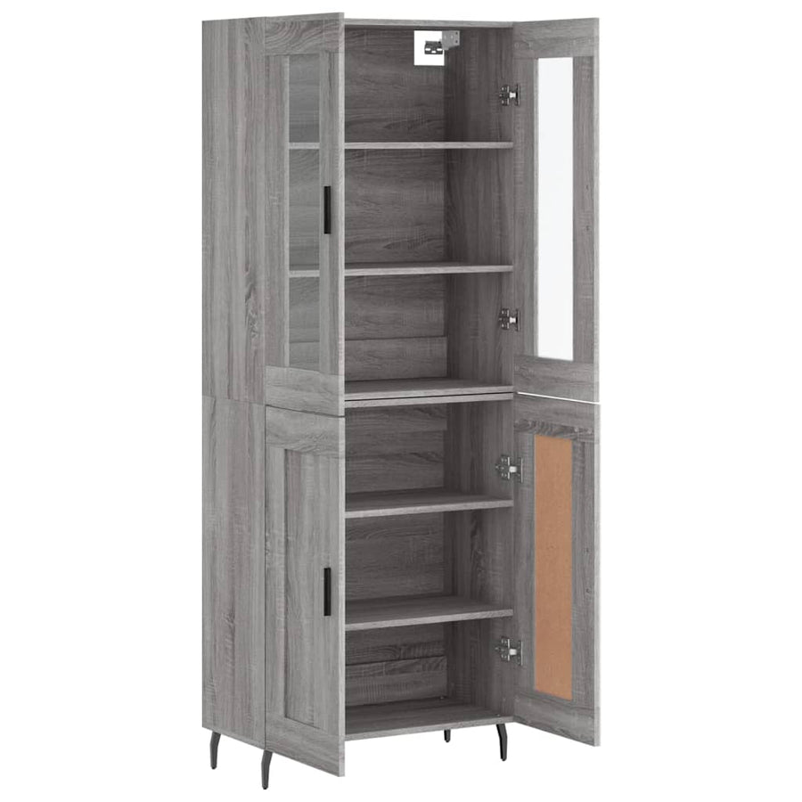 Hoge kast 69,5x34x180 cm bewerkt hout grijs sonoma eikenkleurig