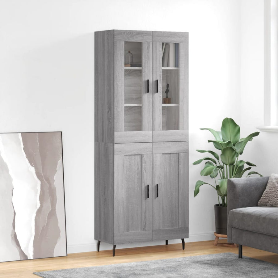 Hoge kast 69,5x34x180 cm bewerkt hout grijs sonoma eikenkleurig
