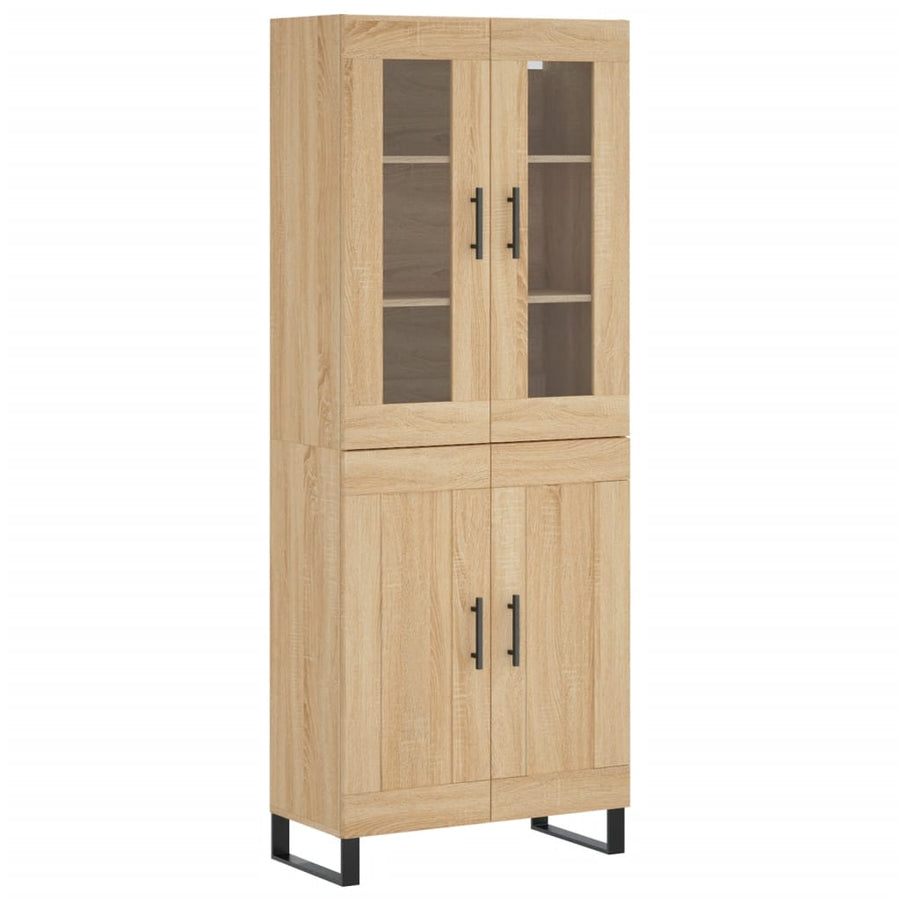 Hoge Kast 69,5X34X80 Cm Bewerkt Hout Kleurig Sonoma eiken 2 houten deuren