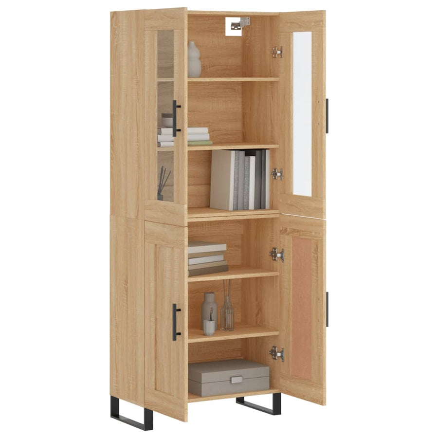 Hoge Kast 69,5X34X80 Cm Bewerkt Hout Kleurig Sonoma eiken 2 houten deuren