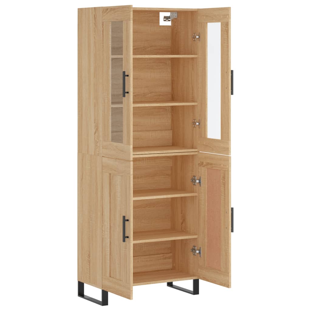 Hoge Kast 69,5X34X80 Cm Bewerkt Hout Kleurig Sonoma eiken 2 houten deuren