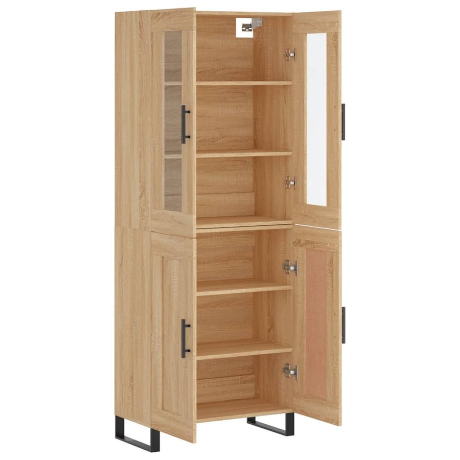 Hoge Kast 69,5X34X80 Cm Bewerkt Hout Kleurig Sonoma eiken 2 houten deuren
