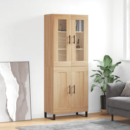 Hoge Kast 69,5X34X80 Cm Bewerkt Hout Kleurig Sonoma eiken 2 houten deuren