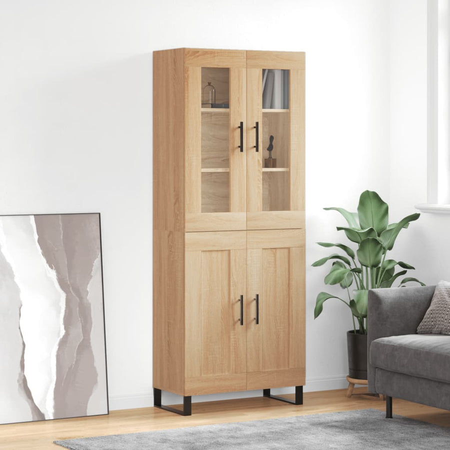 Hoge Kast 69,5X34X80 Cm Bewerkt Hout Kleurig Sonoma eiken 2 houten deuren