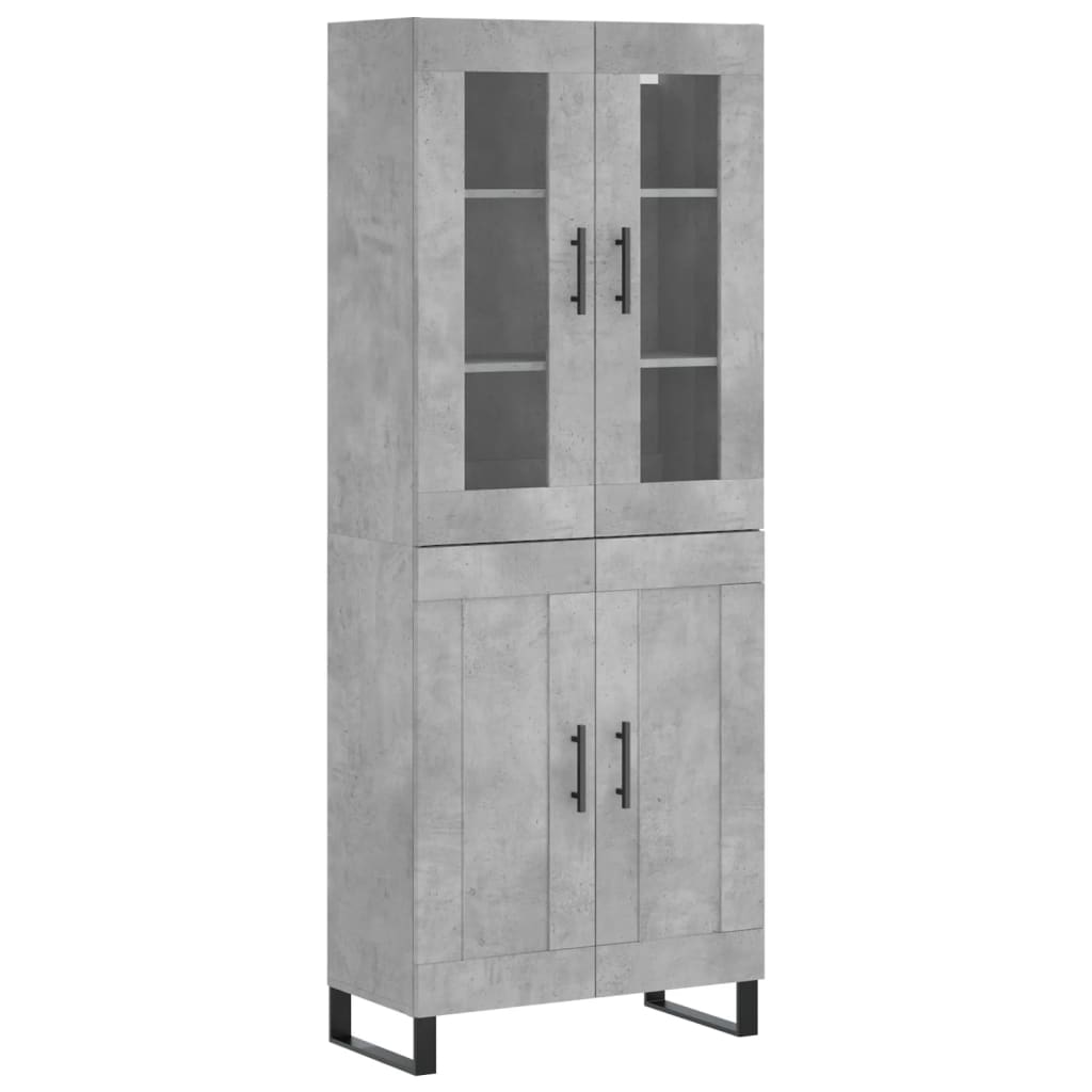 Hoge Kast 69,5X34X180 Cm Bewerkt Hout Betongrijs