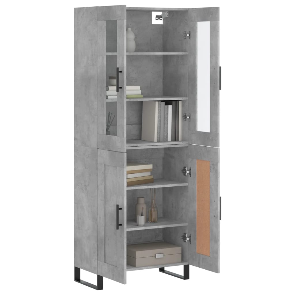 Hoge Kast 69,5X34X180 Cm Bewerkt Hout Betongrijs