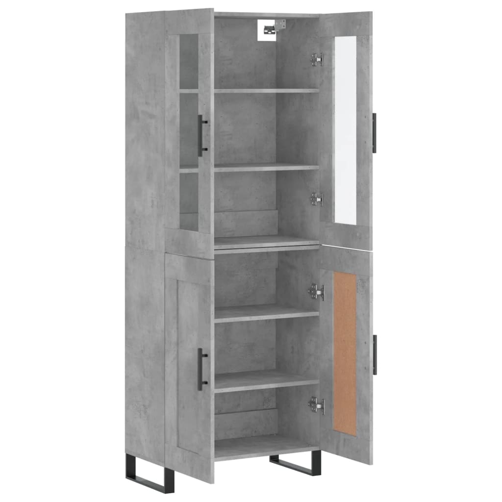 Hoge Kast 69,5X34X180 Cm Bewerkt Hout Betongrijs