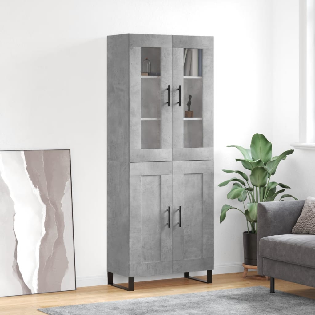 Hoge Kast 69,5X34X180 Cm Bewerkt Hout Betongrijs