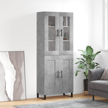 Hoge Kast 69,5X34X180 Cm Bewerkt Hout Betongrijs