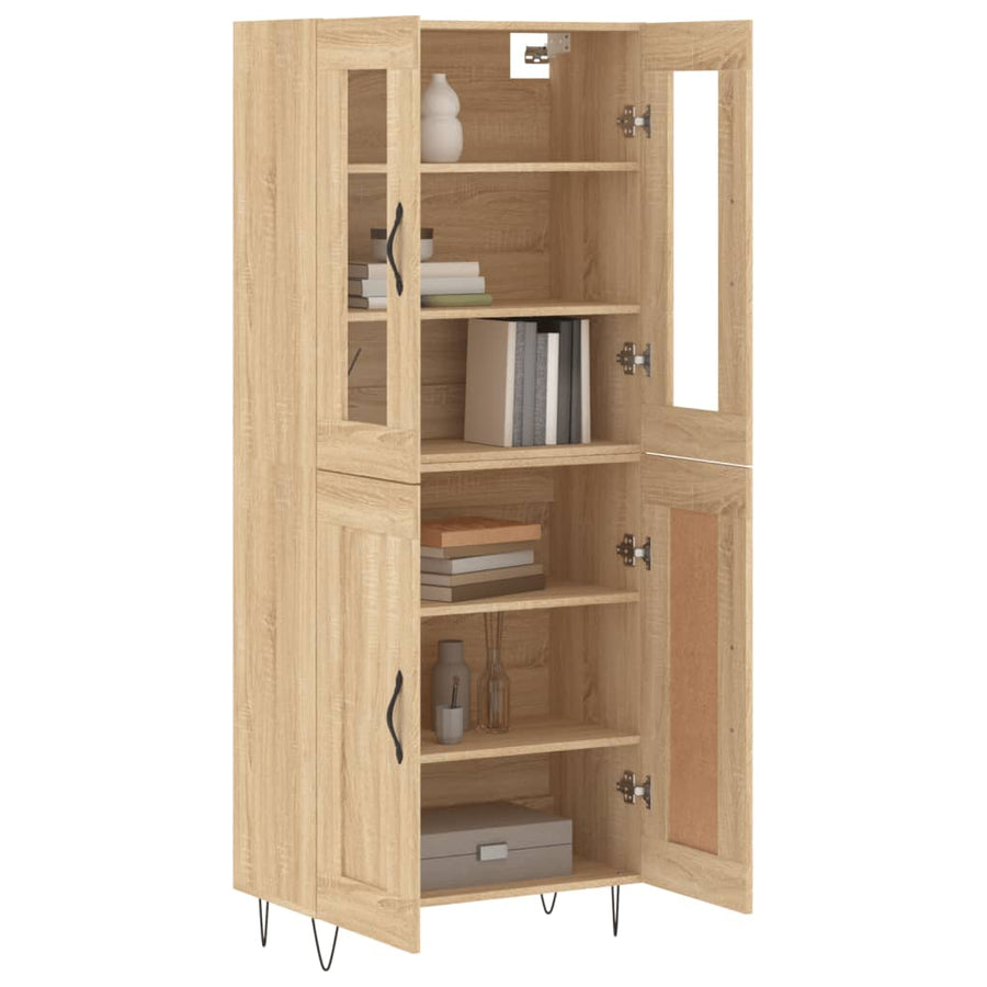 Hoge Kast 69,5X34X180 Cm Bewerkt Hout Kleurig Sonoma eiken