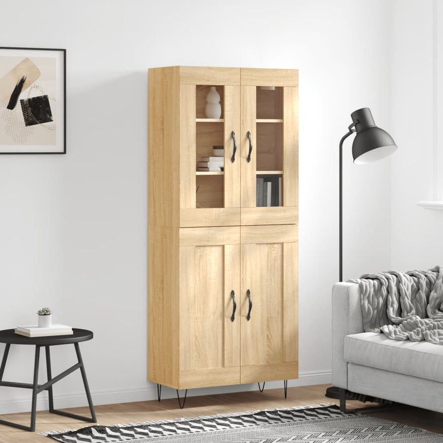 Hoge Kast 69,5X34X180 Cm Bewerkt Hout Kleurig Sonoma eiken